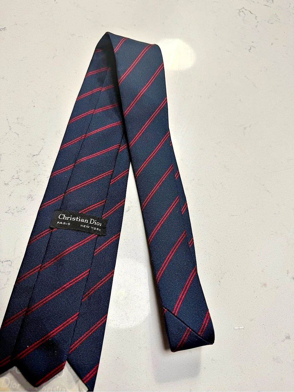 Christian Dior Striped Tie in Black & Red
